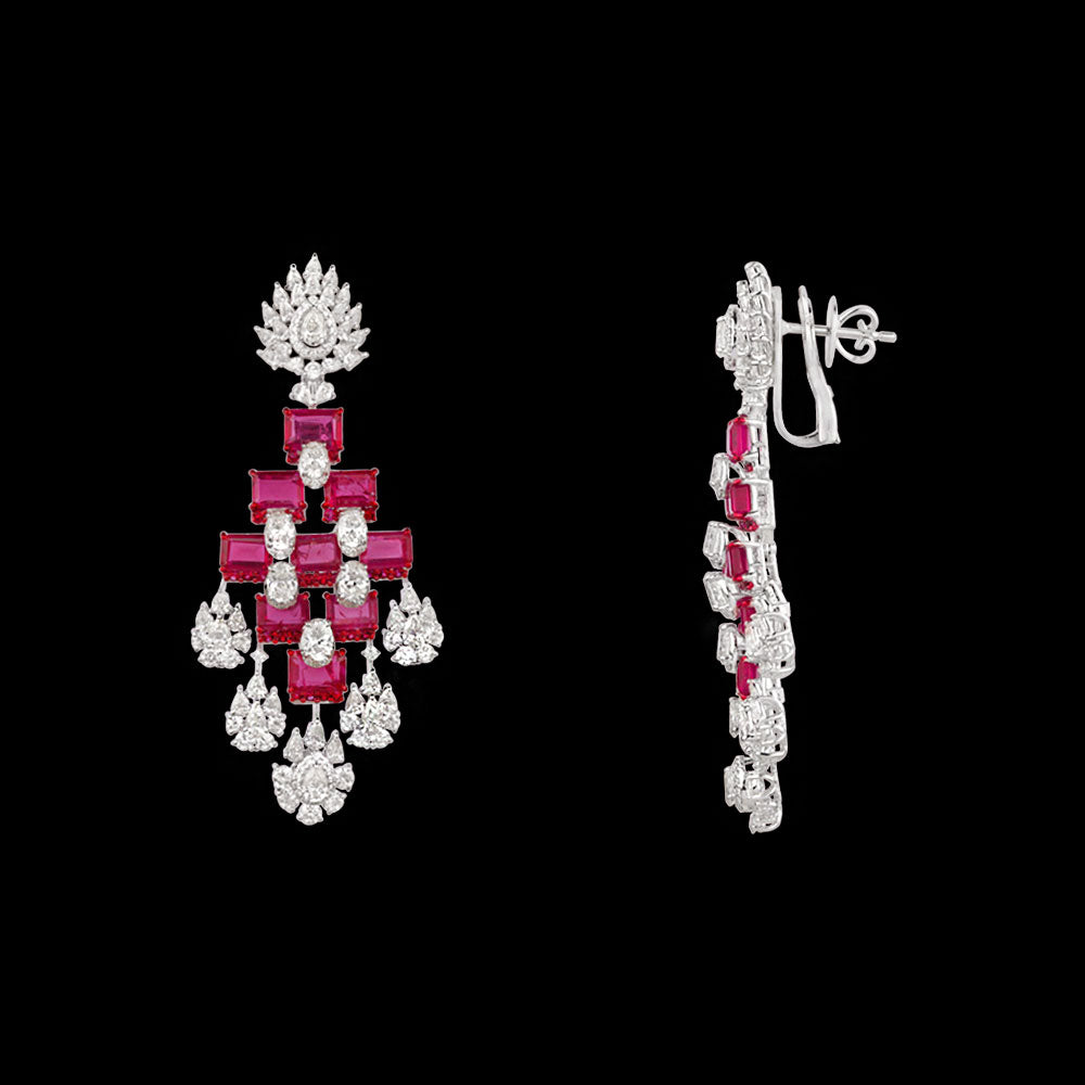 14K White Gold Diamond Jewellery - 10.485ct VVS-VS-HI with Colour Stones