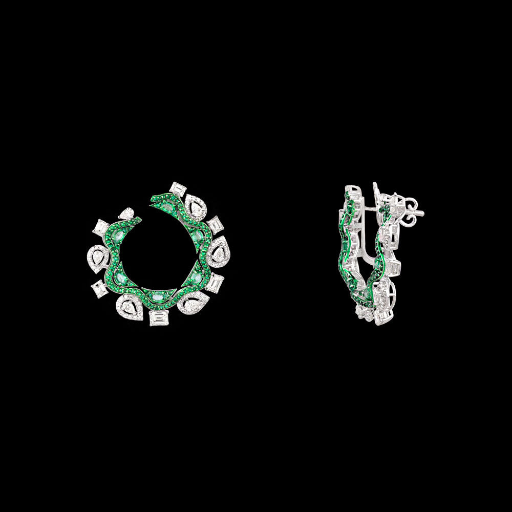 18K White Gold Diamond Jewellery - 4.039ct VVS-VS-JK with Colour Stones