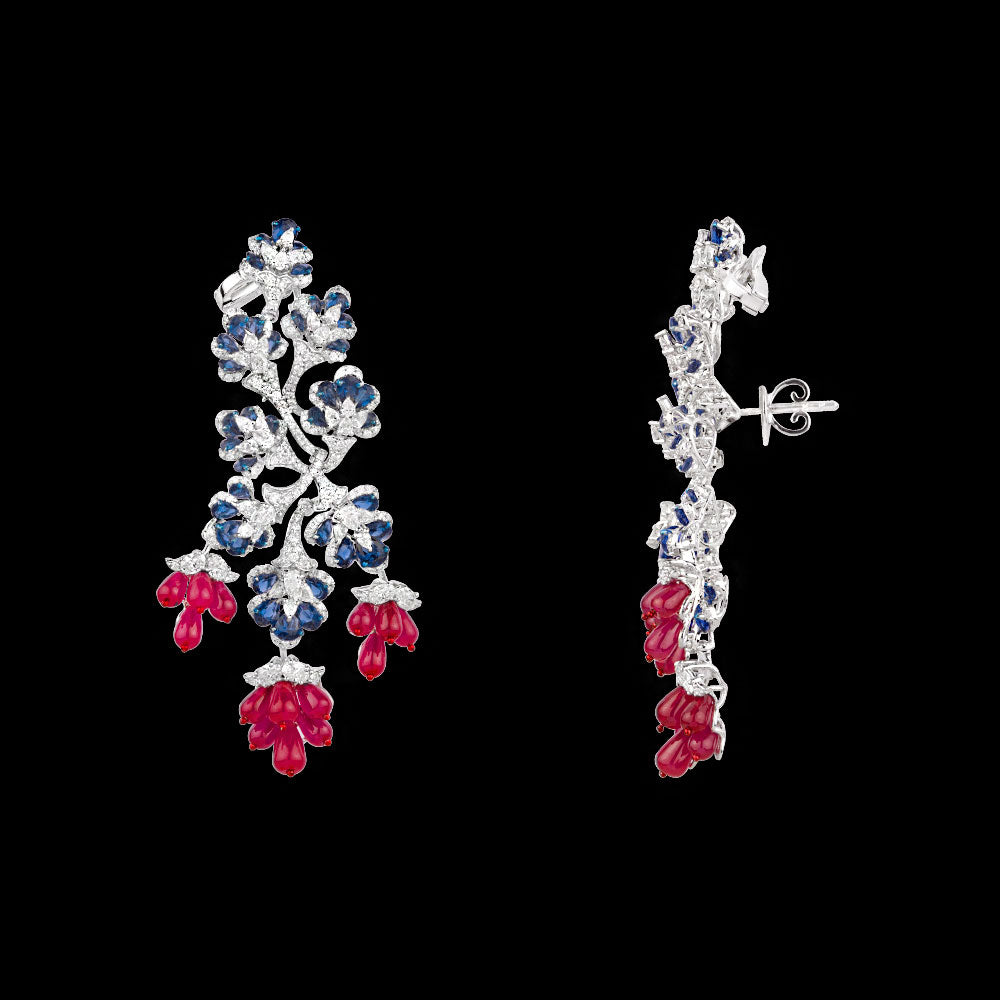 18K White Gold Diamond Jewellery - 5.17ct VVS-VS-EF with Colour Stones