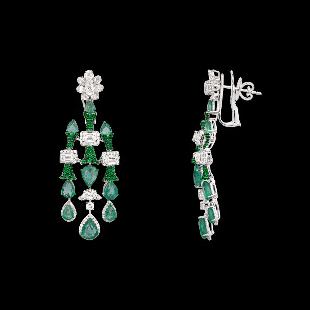 18K White Gold Diamond Jewellery - 6.885ct VVS-VS-HI with Colour Stones