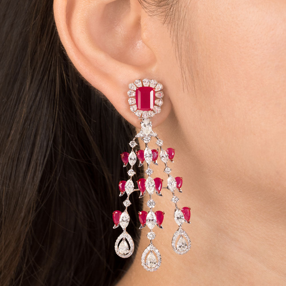 18K White Gold Diamond Jewellery - 8.959ct VS-SI-IJ with Colour Stones