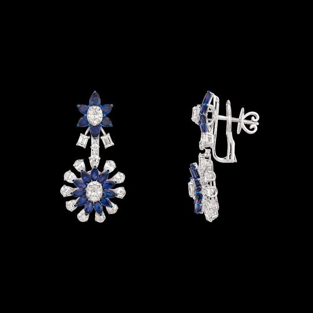18K White Gold Diamond Jewellery - 6.134ct VVS-VS-IJ with Colour Stones
