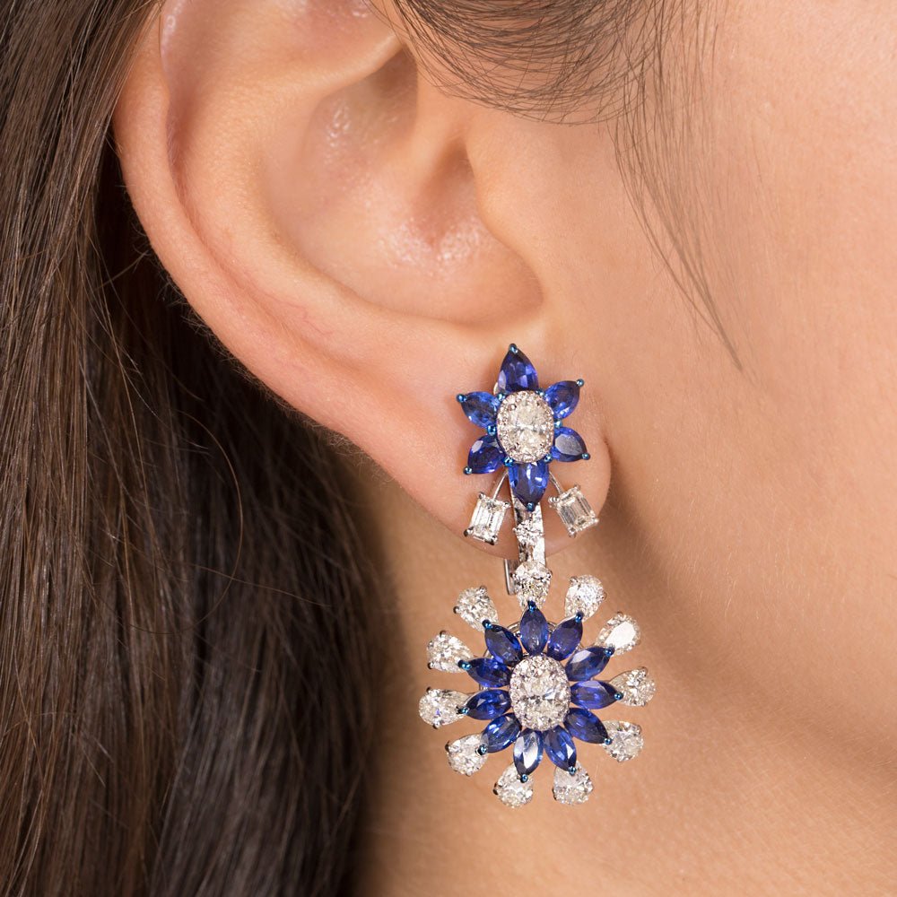 18K White Gold Diamond Jewellery - 6.134ct VVS-VS-IJ with Colour Stones