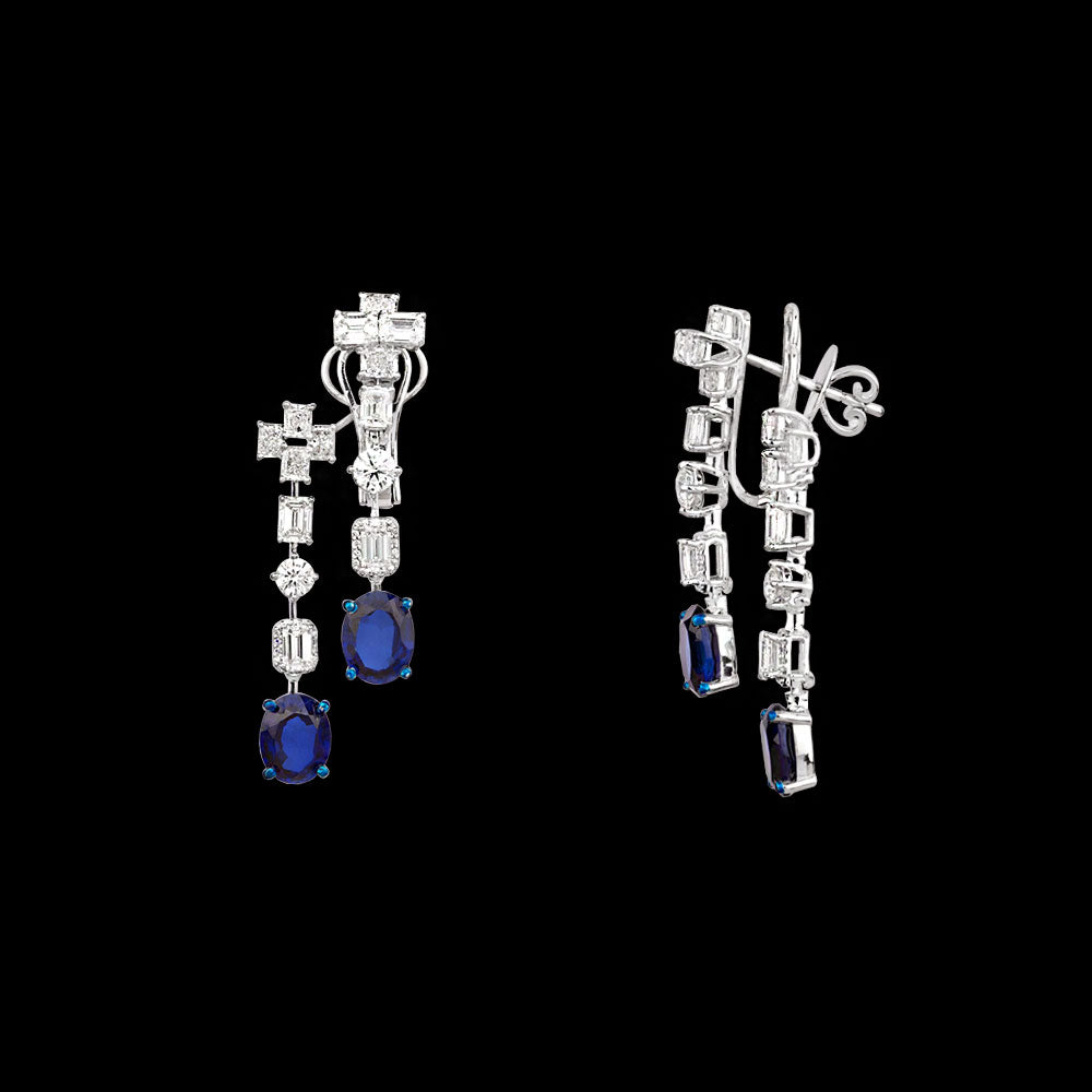 18K White Gold Diamond Jewellery - 6.141ct VVS-VS-HI with Colour Stones