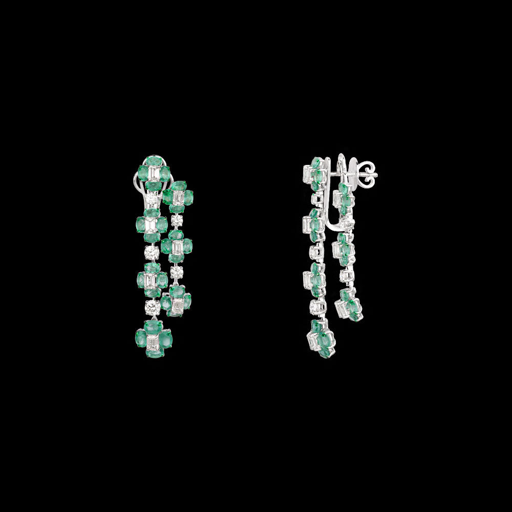 18K White Gold Diamond Jewellery - 4.248ct VVS-VS-JK with Colour Stones