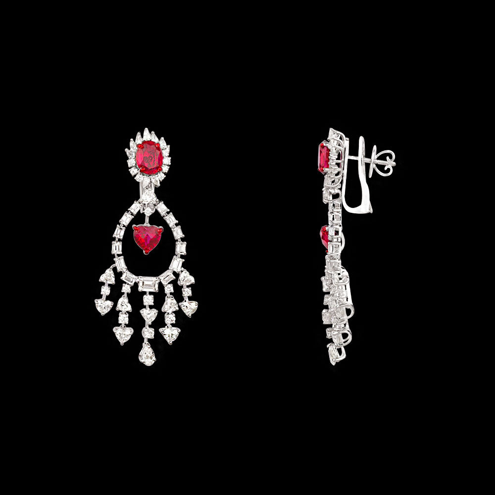 18K White Gold Diamond Jewellery - 9.503ct VVS-VS-GH with Colour Stones