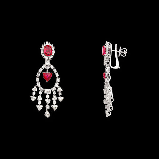 18K White Gold Diamond Jewellery - 9.503ct VVS-VS-GH with Colour Stones
