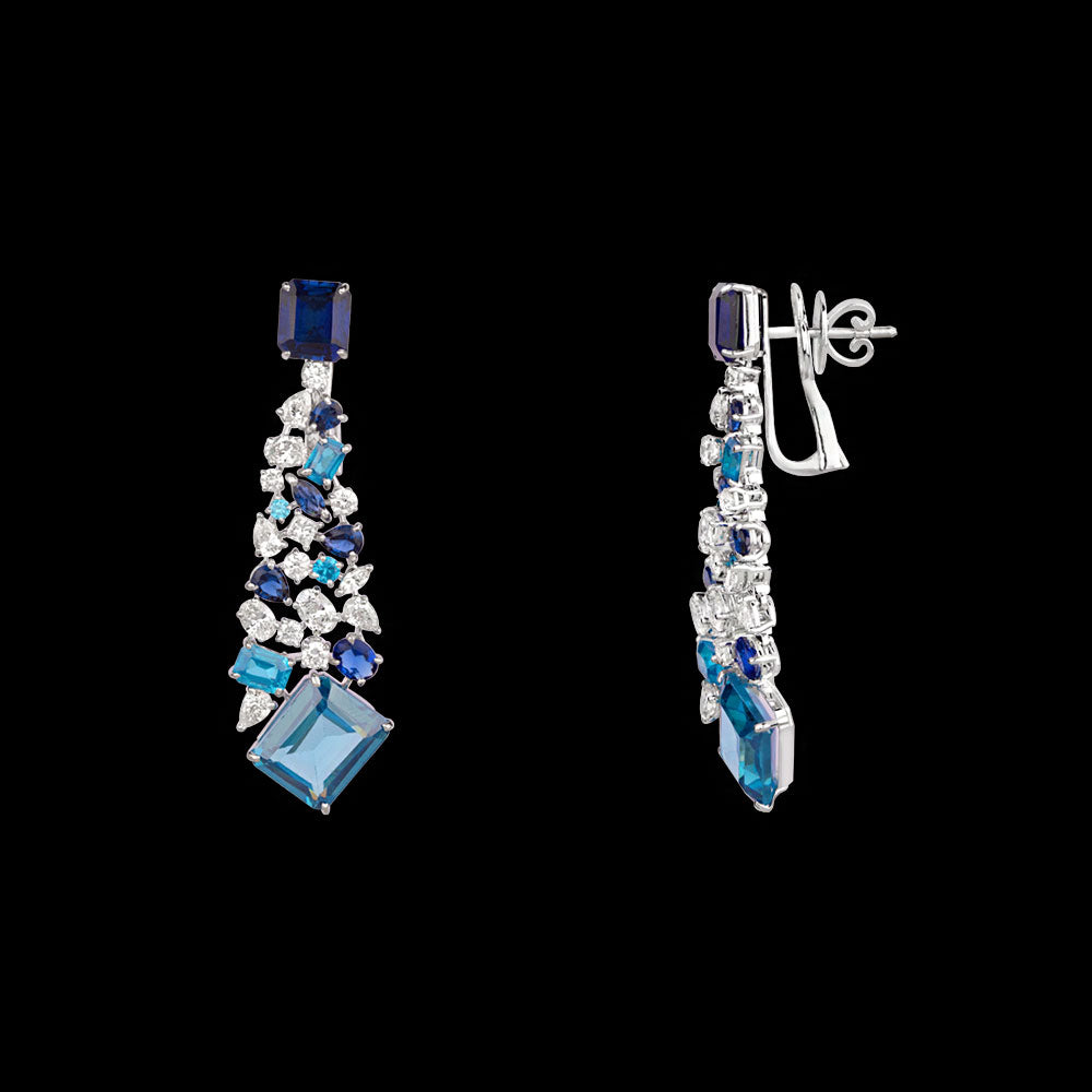 18K White Gold Diamond Jewellery - 3.662ct VVS-VS-HI with Colour Stones