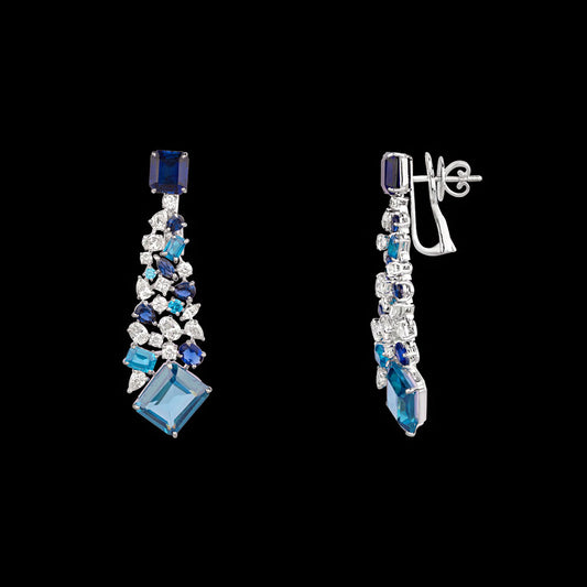18K White Gold Diamond Jewellery - 3.662ct VVS-VS-HI with Colour Stones