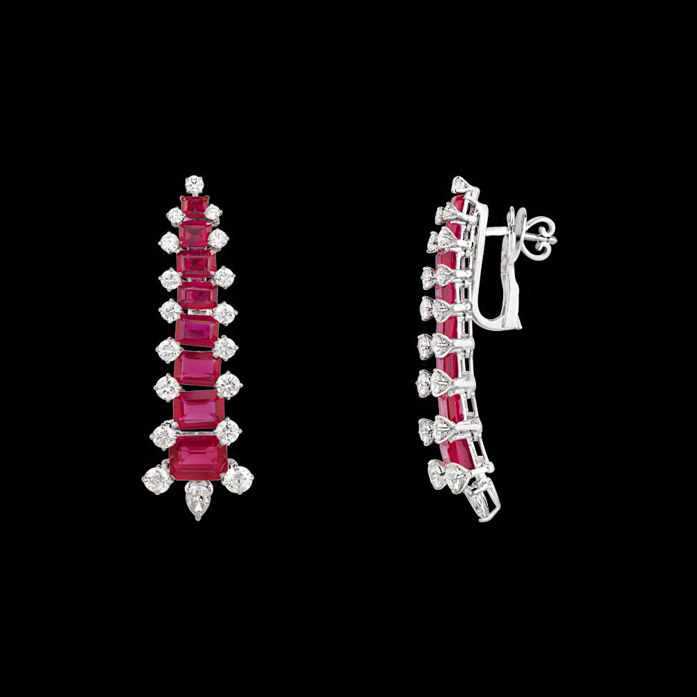 18K White Gold Diamond Jewellery - 5.293ct VVS-VS-JK with Colour Stones