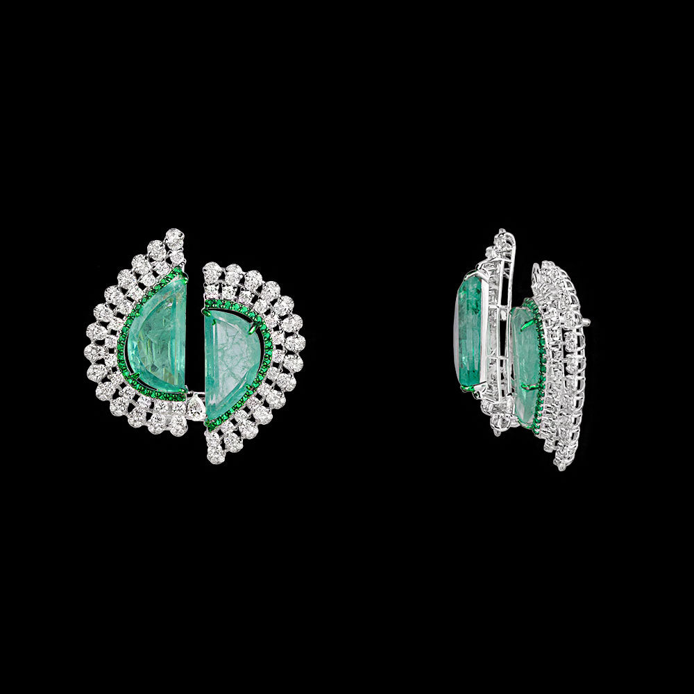 14K White Gold Diamond Jewellery - 5.254ct VVS-VS-EFG with Colour Stones