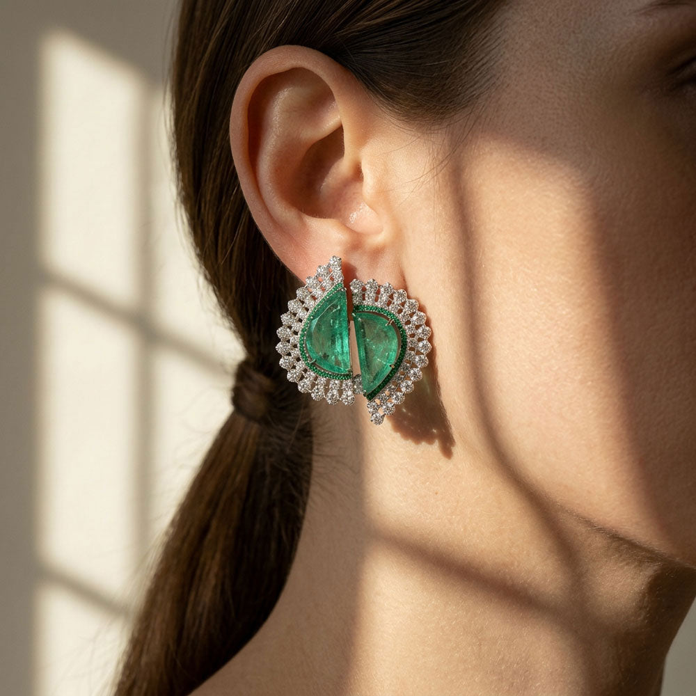 14K White Gold Diamond Jewellery - 5.254ct VVS-VS-EFG with Colour Stones