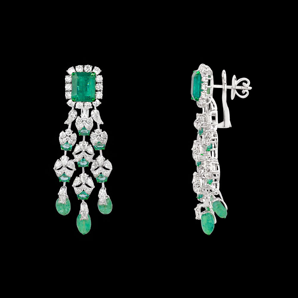 18K White Gold Diamond Jewellery - 6.215ct VVS-VS-IJ with Colour Stones