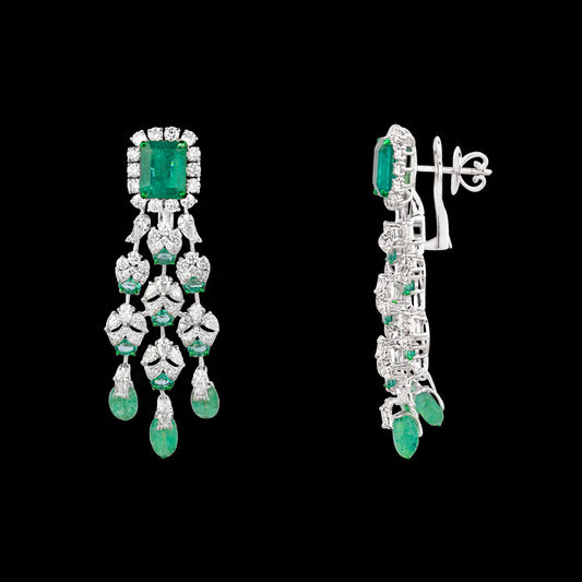 18K White Gold Diamond Jewellery - 6.215ct VVS-VS-IJ with Colour Stones