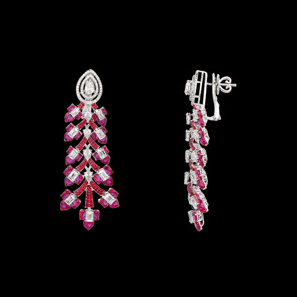 18K White Gold Diamond Jewellery - 7.55ct VS-SI-JK with Colour Stones