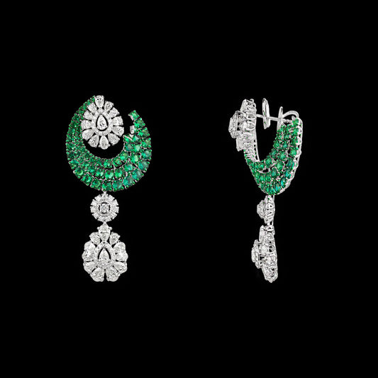 18K White Gold Diamond Jewellery - 9.687ct VVS-VS-JK with Colour Stones