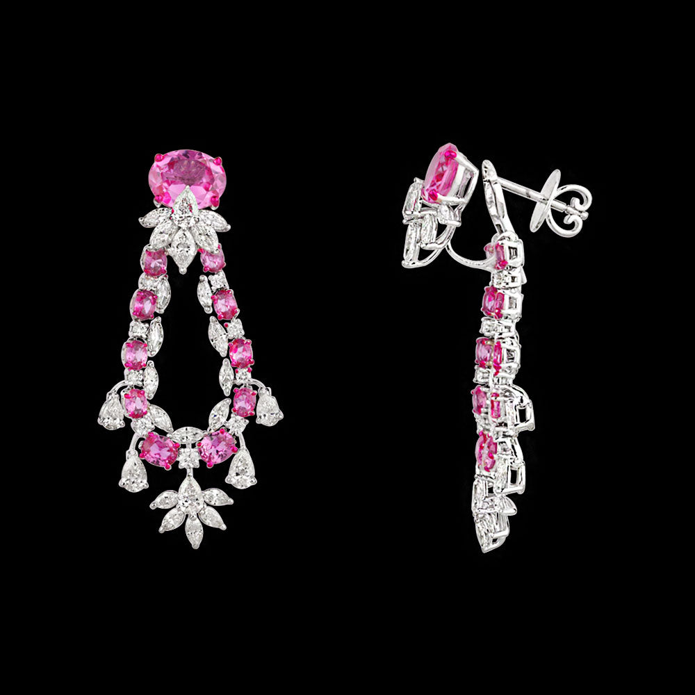 18K White Gold Diamond Jewellery - 6.535ct VVS-VS-IJ with Colour Stones
