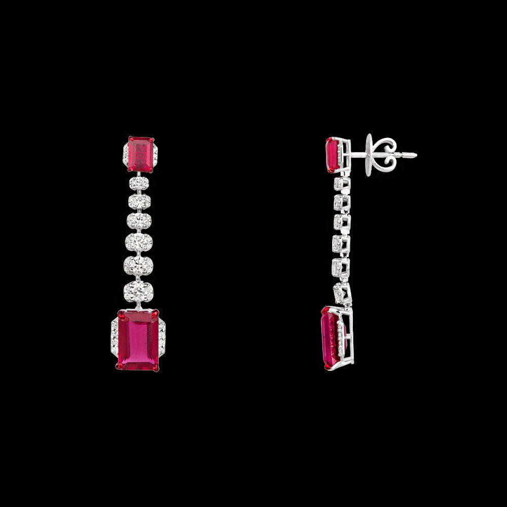 18K White Gold Diamond Jewellery - 2.345ct VVS-VS-GH with Colour Stones