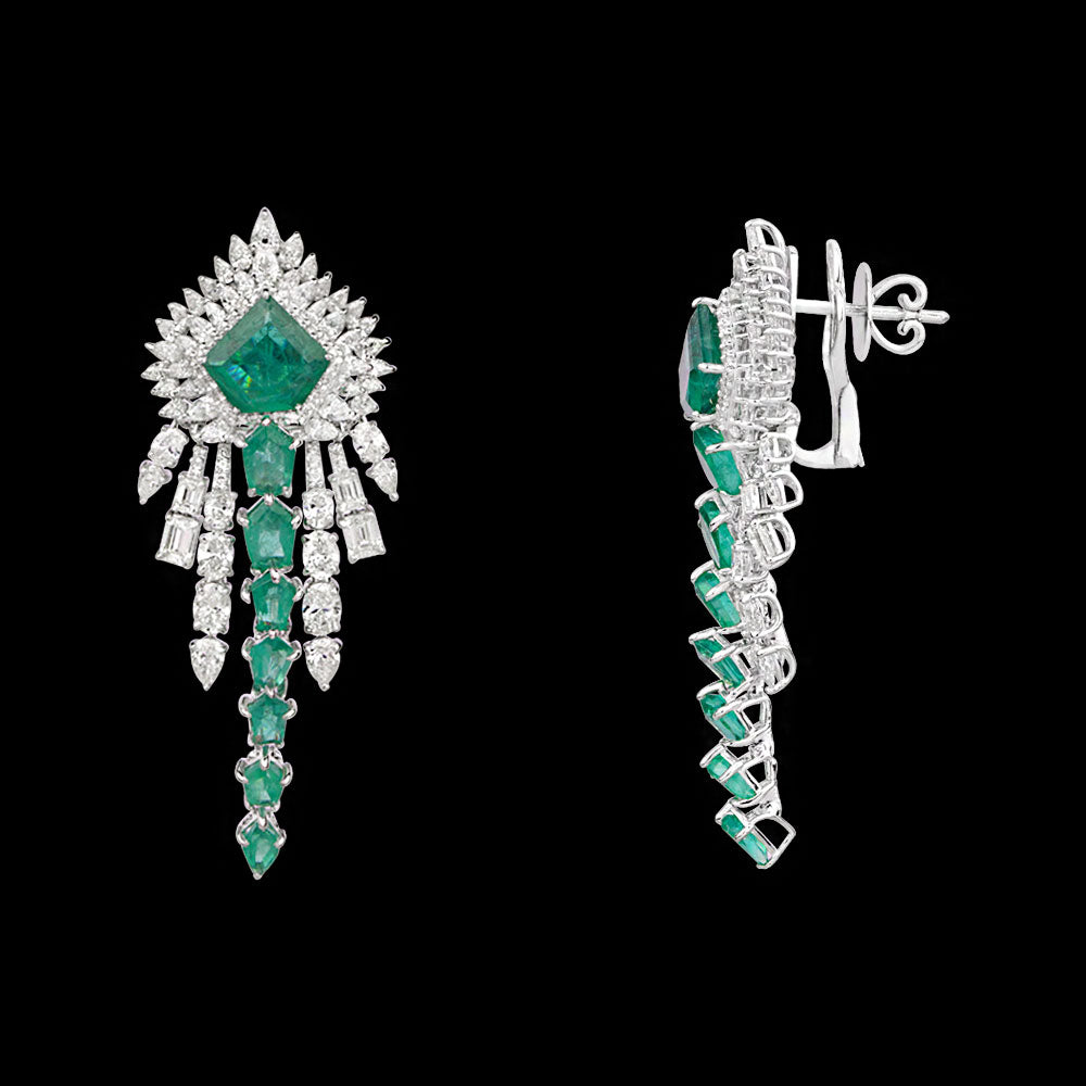 18K White Gold Diamond Jewellery - 6.872ct VVS-VS-HI with Colour Stones