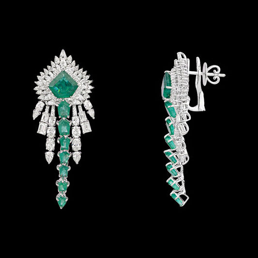 18K White Gold Diamond Jewellery - 6.872ct VVS-VS-HI with Colour Stones