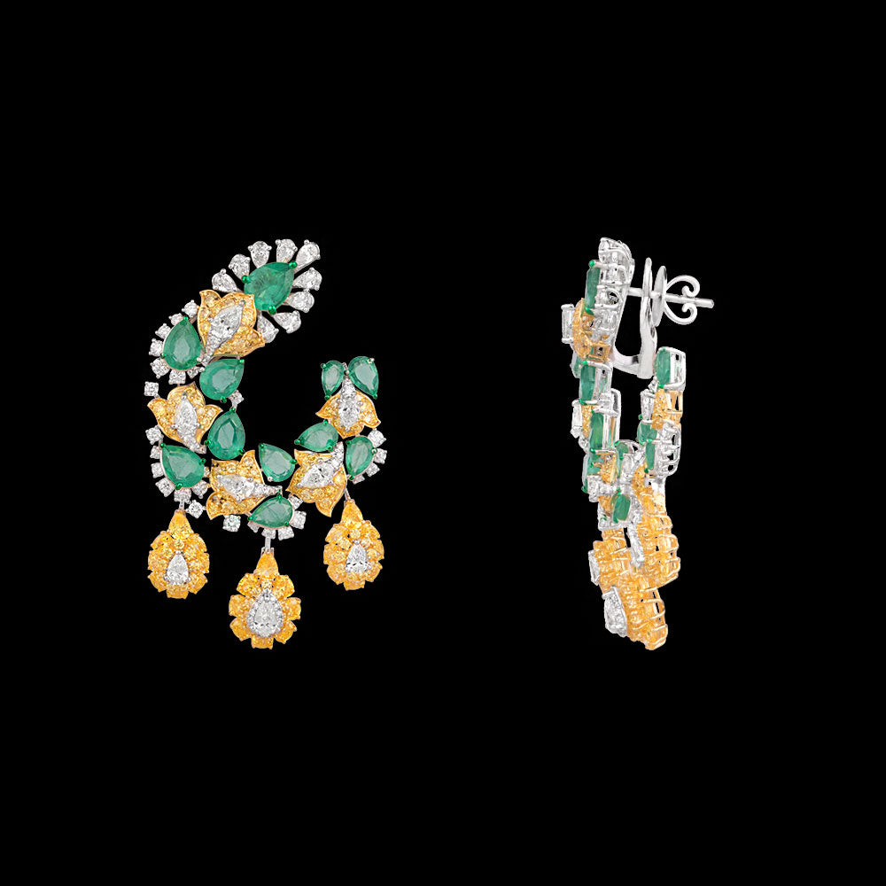 18K White Gold Diamond Jewellery - 6.249ct VS-SI-IJ with Colour Stones