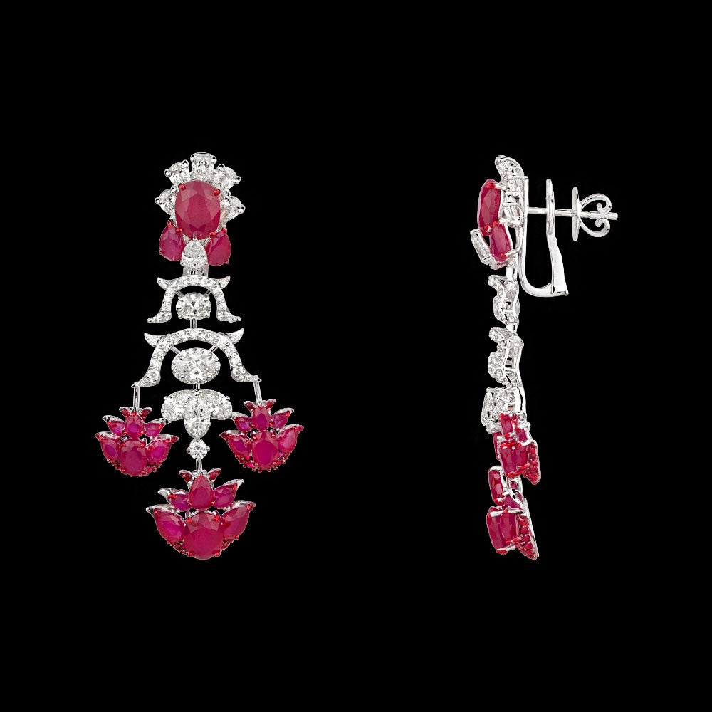 18K White Gold Diamond Jewellery - 7.085ct VVS-VS-IJ with Colour Stones