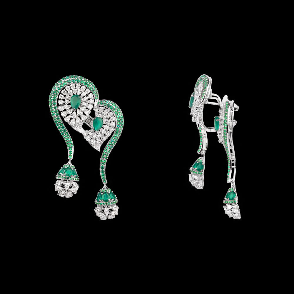 18K White Gold Diamond Jewellery - 5.45ct VVS-EF with Colour Stones