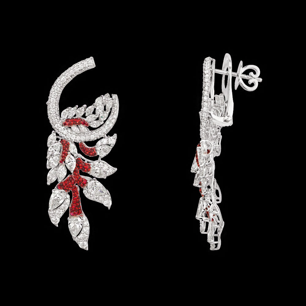 14K White Gold Diamond Jewellery - 8.845ct VVS-VS-JK with Colour Stones