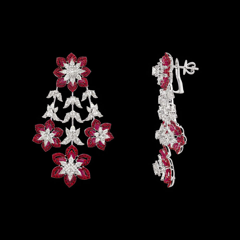 18K White Gold Diamond Jewellery - 16.039ct VVS-VS-IJ with Colour Stones