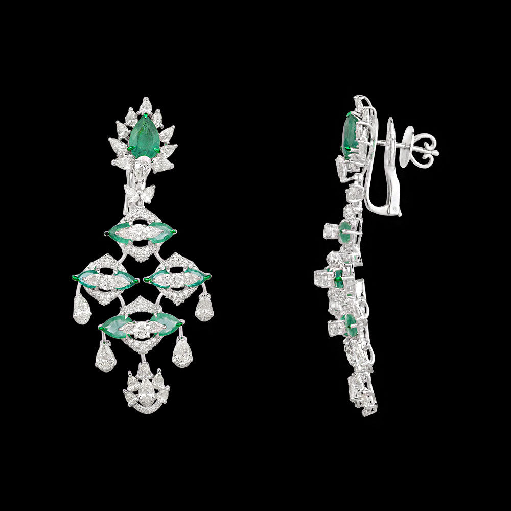 18K White Gold Diamond Jewellery - 9.319ct VVS-VS-JK with Colour Stones
