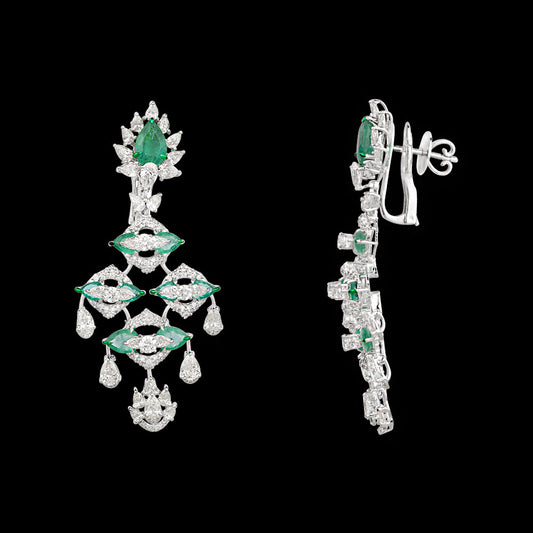 18K White Gold Diamond Jewellery - 9.319ct VVS-VS-JK with Colour Stones