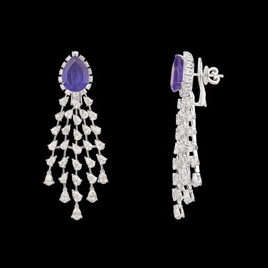 14K White Gold Diamond Jewellery - 16.873ct VVS-VS-JK with Colour Stones