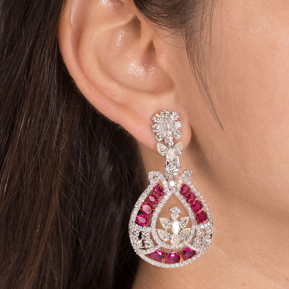 14K White Gold Diamond Jewellery - 9.651ct VS-SI-JK with Colour Stones