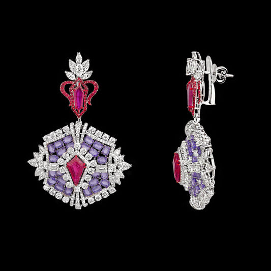 14K White Gold Diamond Jewellery - 16.926ct VS-SI-JK with Colour Stones