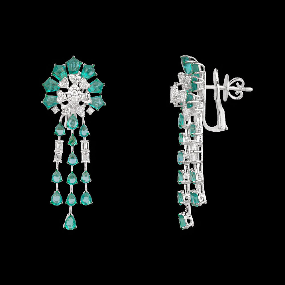 18K White Gold Diamond Jewellery - 3.482ct VVS-VS-EF with Colour Stones
