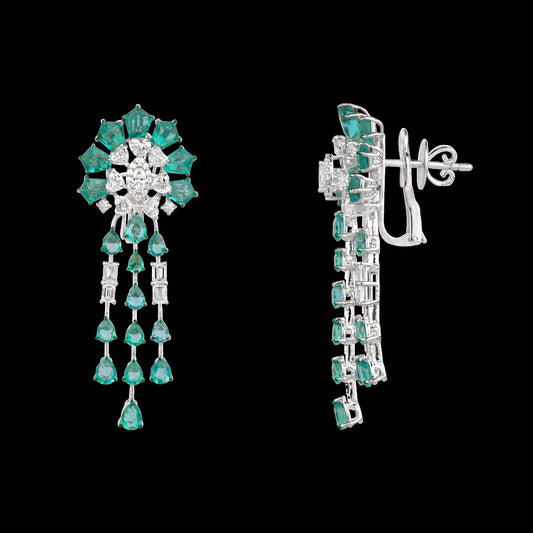 18K White Gold Diamond Jewellery - 3.482ct VVS-VS-EF with Colour Stones