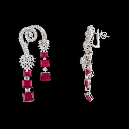 18K White Gold Diamond Jewellery - 9.219ct VVS-VS-FG with Colour Stones