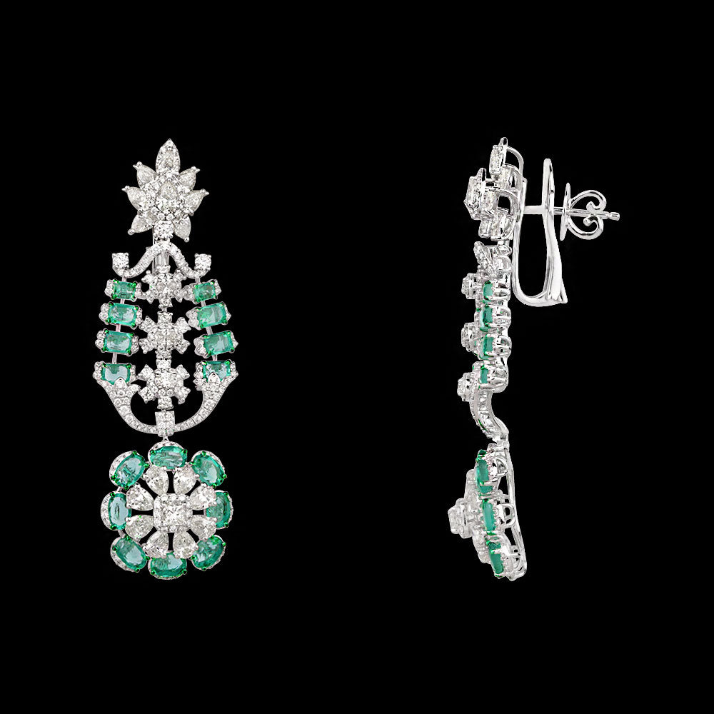 14K White Gold Diamond Jewellery - 9.847ct VVS-VS-K with Colour Stones