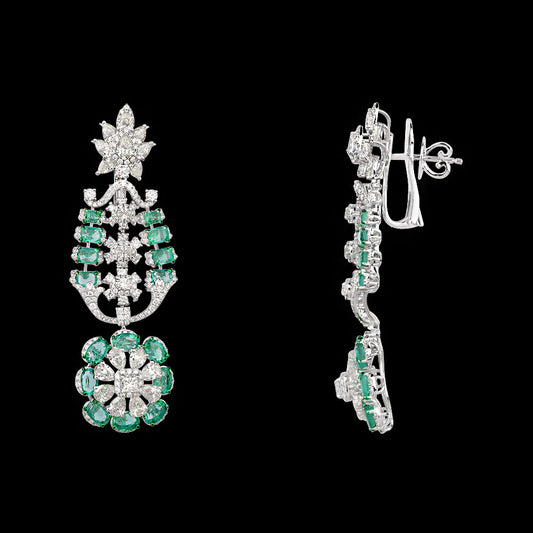 14K White Gold Diamond Jewellery - 9.847ct VVS-VS-K with Colour Stones