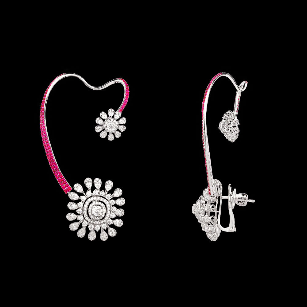 18K White Gold Diamond Jewellery - 6.677ct VVS-VS-EF with Colour Stones