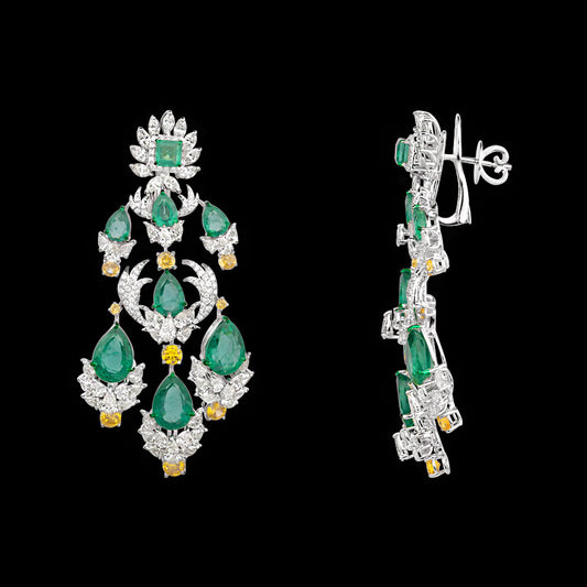 14K White Gold Diamond Jewellery - 11.706ct VVS-VS-JK with Colour Stones