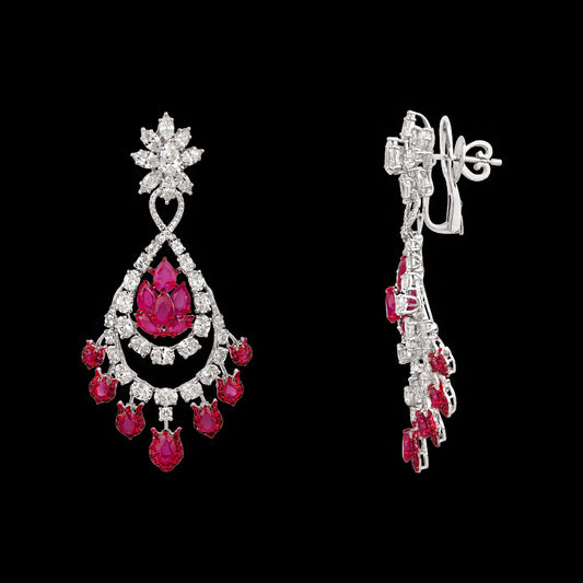 14K White Gold Diamond Jewellery - 9.226ct VVS-VS-IJ with Colour Stones