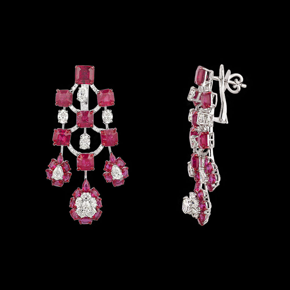 14K White Gold Diamond Jewellery - 5.628ct VVS-VS-HI with Colour Stones