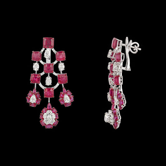 14K White Gold Diamond Jewellery - 5.628ct VVS-VS-HI with Colour Stones