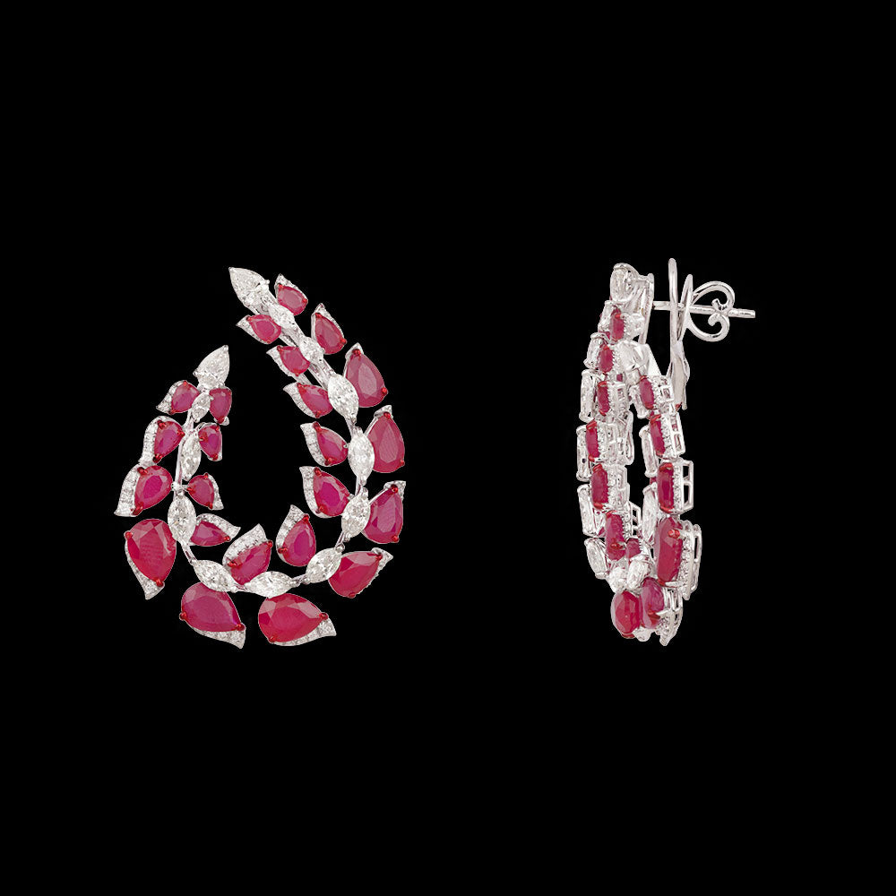 14K White Gold Diamond Jewellery - 6.666ct VVS-VS-IJ with Colour Stones