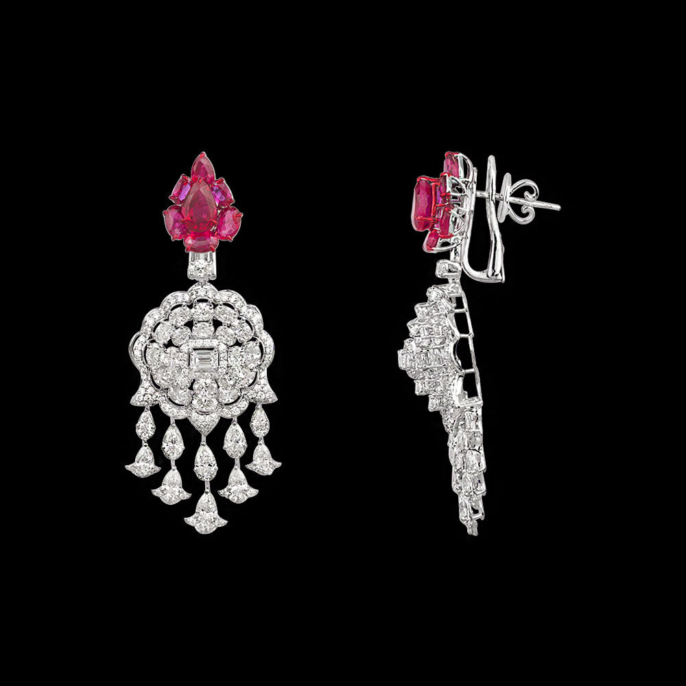 14K White Gold Diamond Jewellery - 13.041ct VVS-VS-HI with Colour Stones
