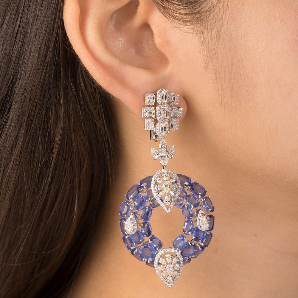 14K White Gold Diamond Jewellery - 7.517ct VS-SI-IJ with Colour Stones