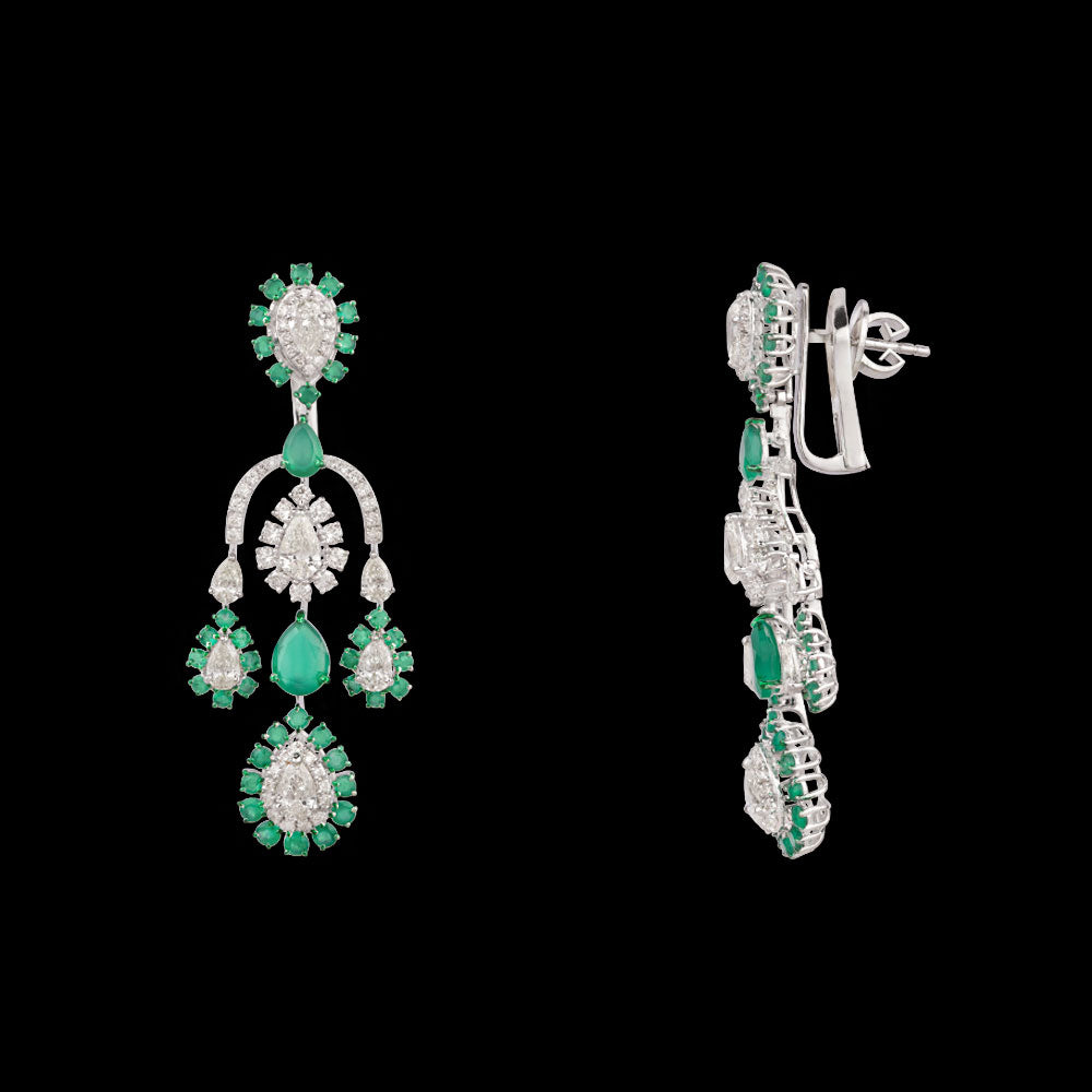 14K White Gold Diamond Jewellery - 5.428ct VVS-VS-IJ with Colour Stones