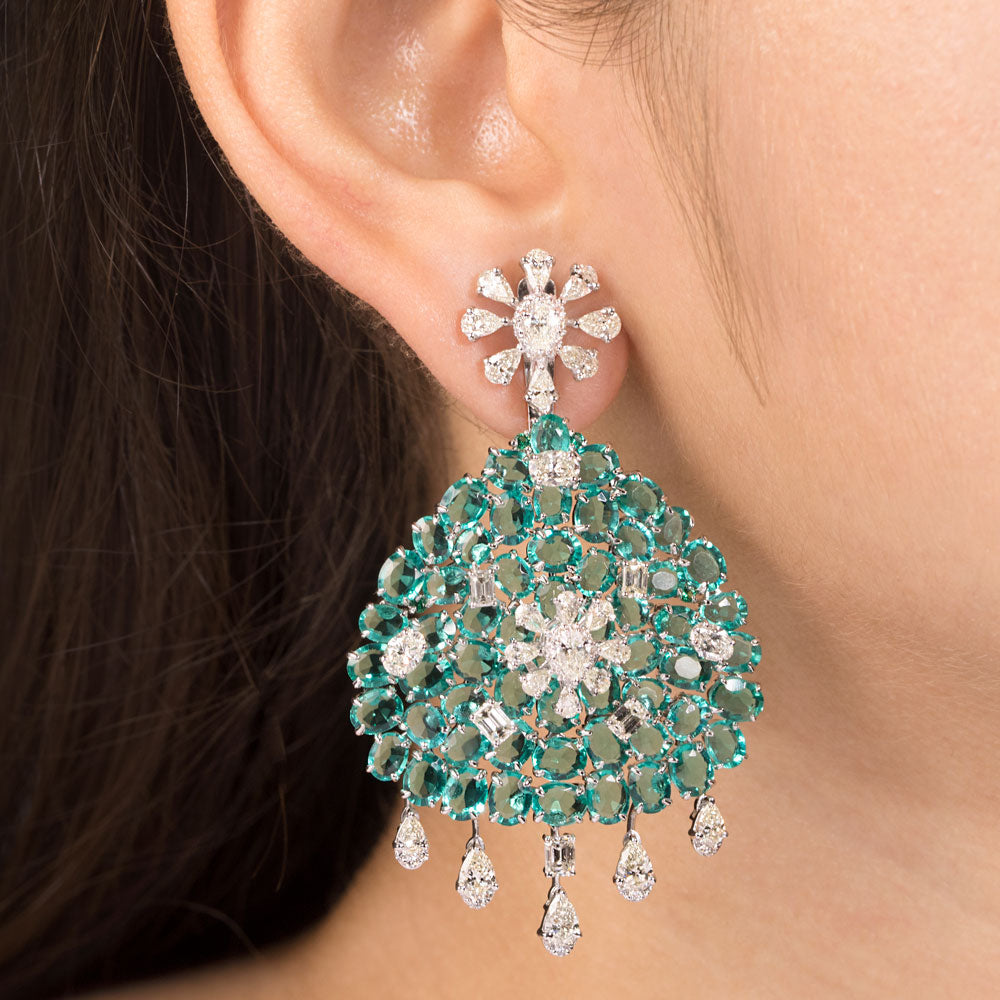 14K White Gold Diamond Jewellery - 7.987ct VS-SI-JK with Colour Stones