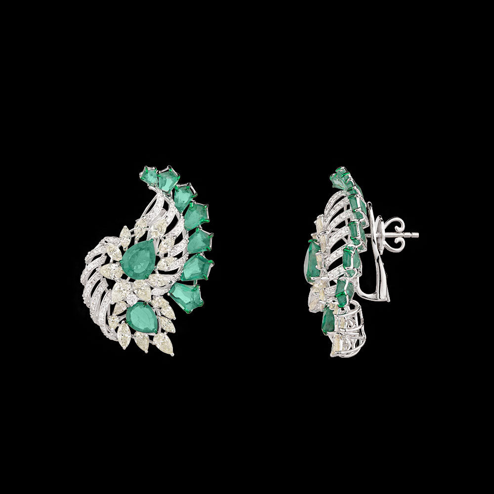 14K White Gold Diamond Jewellery - 6.581ct VVS-VS-JK with Colour Stones
